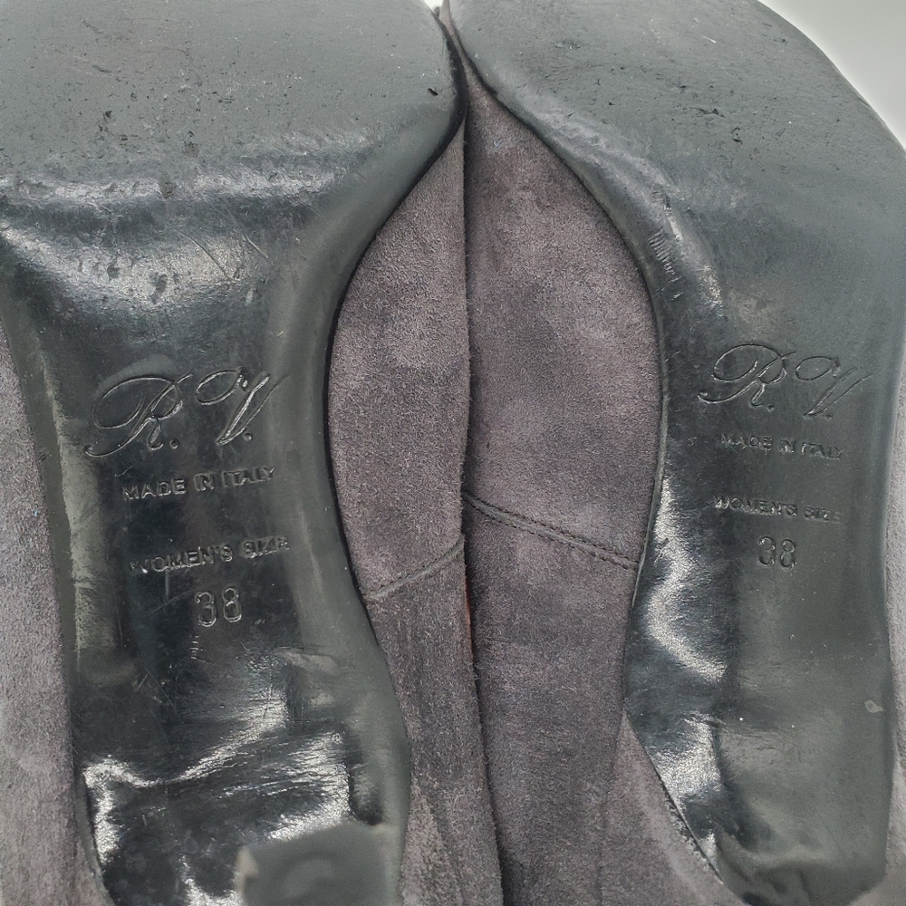 Roger Vivier Trompette Belle Pumps in Grey Suede Heels 38 - Picture 14 of 16